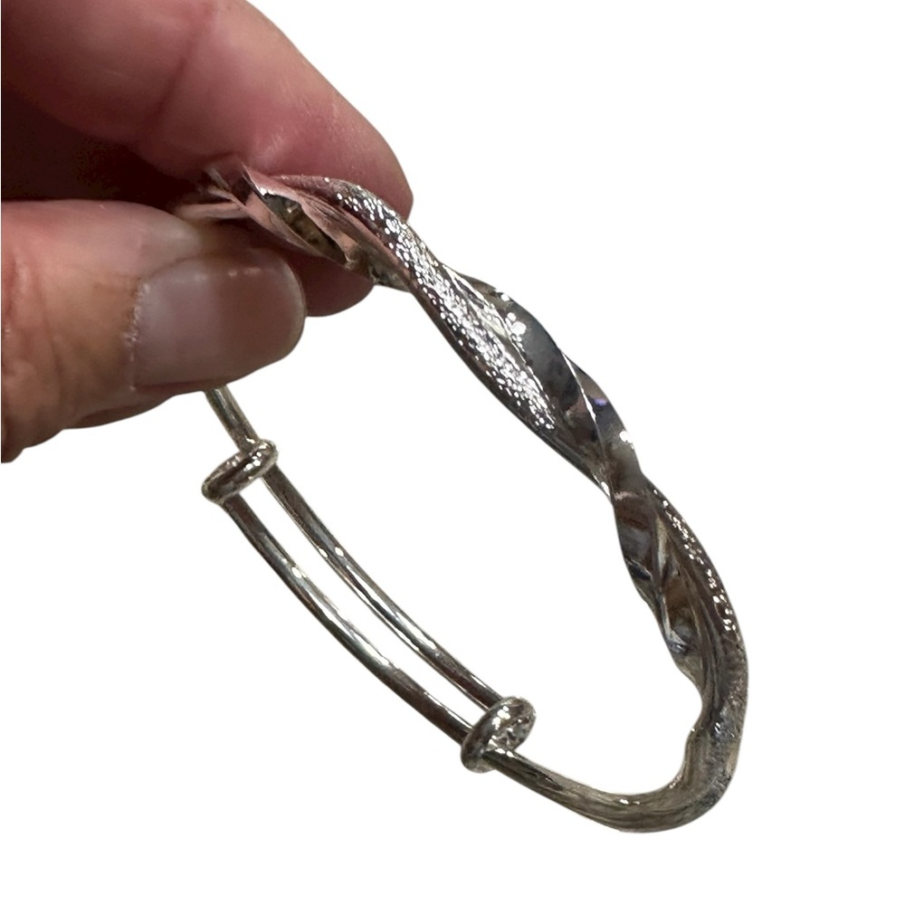 Silver Twist Bangle Stackable Bracelet - image 7